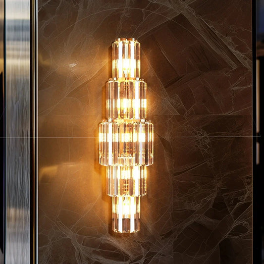 LUVODI 3-Layer Crystal Wall Sconce – E14 LED
