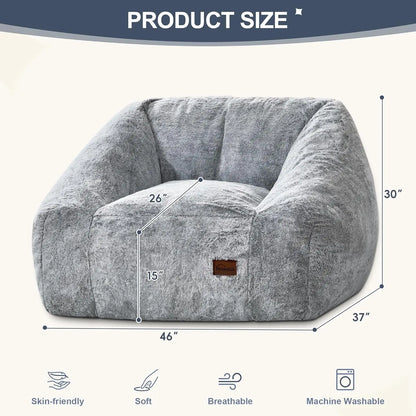 Giant Memory Foam Bean Bag Chair – Grey Two-Tone