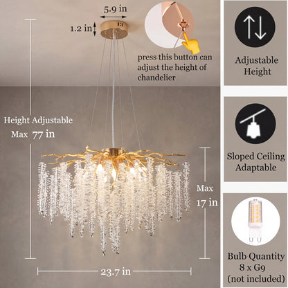 Gold Tree Branch Crystal Chandelier