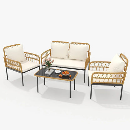 4-Piece Rattan Patio Furniture Set