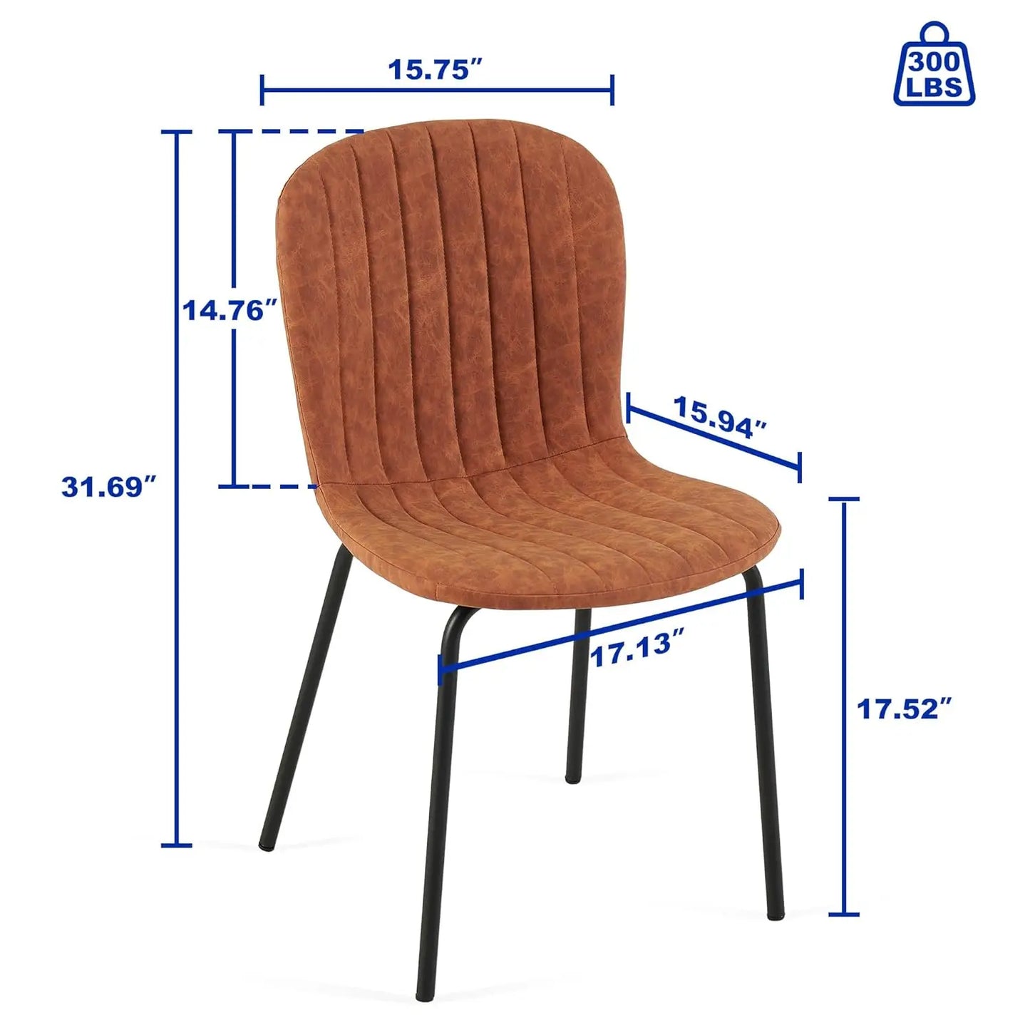 Set of 4 PU Leather Dining Chairs with Metal Legs
