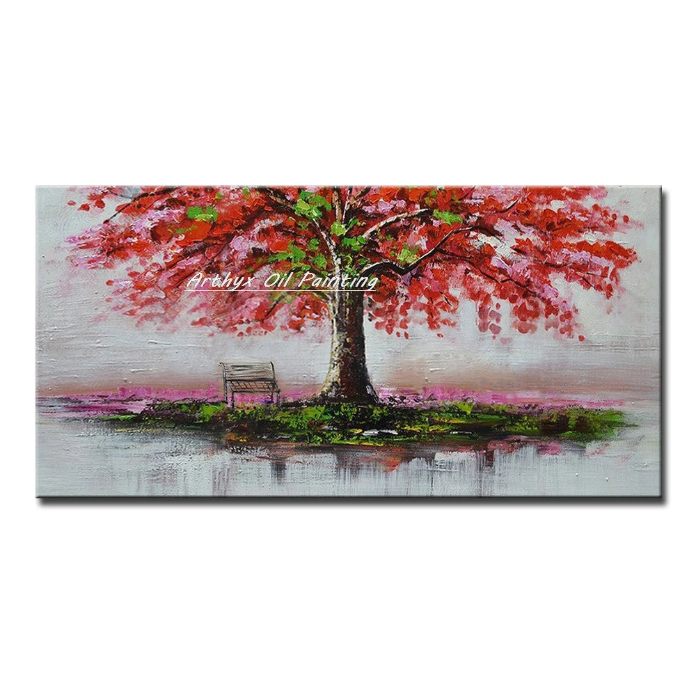 Large Abstract Tree Oil Painting on Canvas