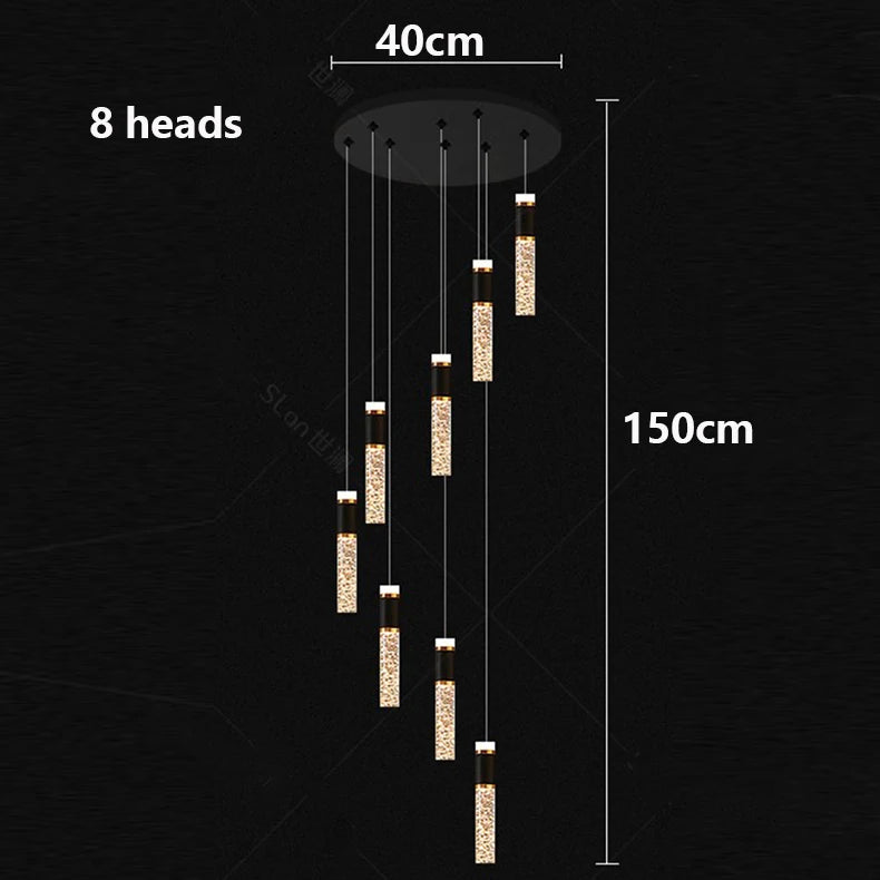 Modern home decoration crystal chandelier, stair Pendant lamp,