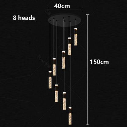Modern home decoration crystal chandelier, stair Pendant lamp,