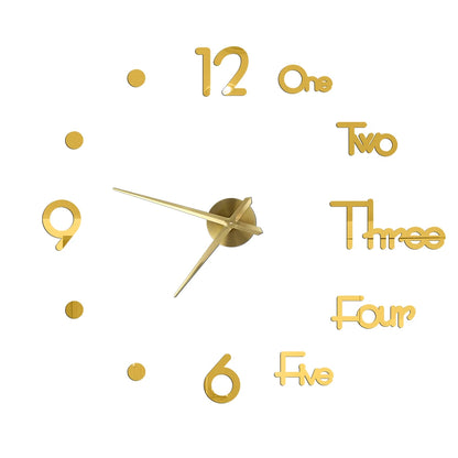 3D DIY Acrylic Mirror Wall Clock