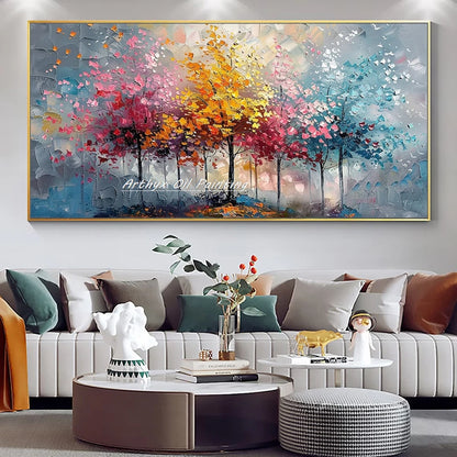 Large Abstract Tree Oil Painting on Canvas