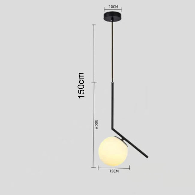 Nordic Glass Ball Pendant Light – Brass Black Hanging Lamp