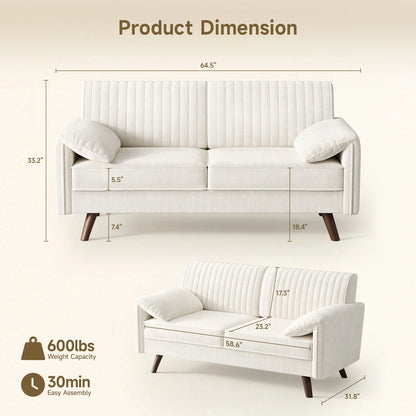 Chenille Loveseat Sofa for Small Spaces
