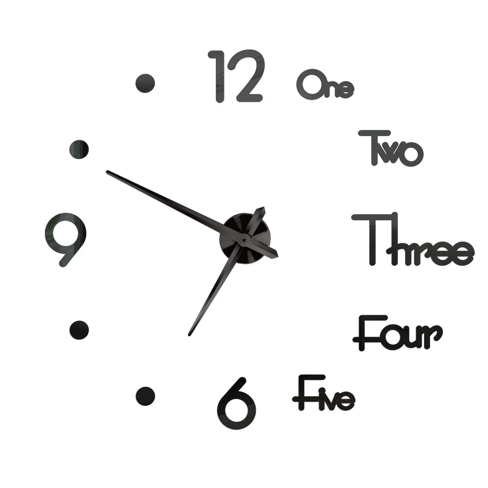 3D DIY Acrylic Mirror Wall Clock