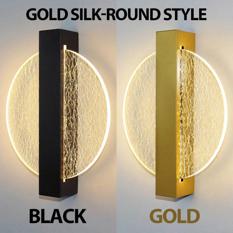 Luxury Acrylic Gold Foil LED Wall Sconce – 10W