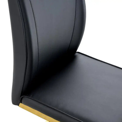 Set of 6 Black PU Dining Chairs with Gold Legs