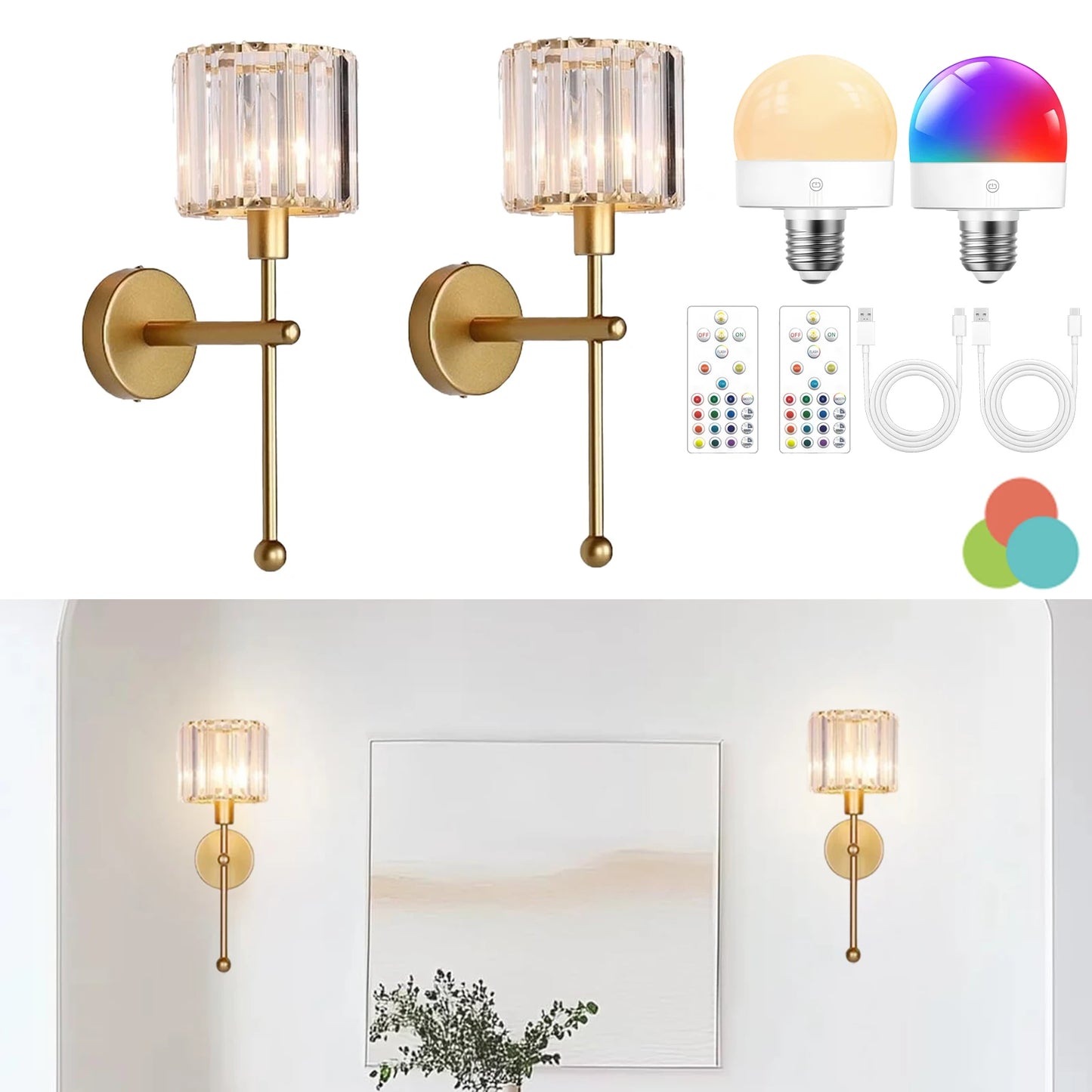 Luxury Crystal Rechargeable LED Wall Light