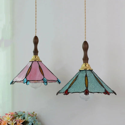 Walnut Wood LED Pendant Light with Glass Shade