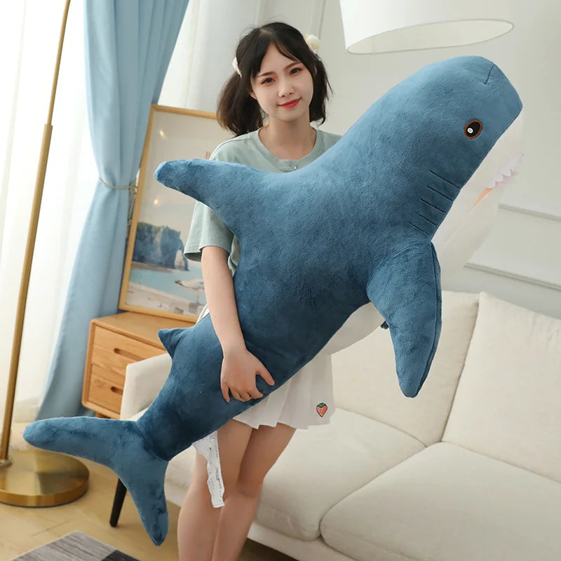 30-120CM Gaint Shark Whale Plush Pillow Gray Blue Pink Shark Stuffed Doll Warm Hug Pillow Cushion Toys Sofa Home Decoration