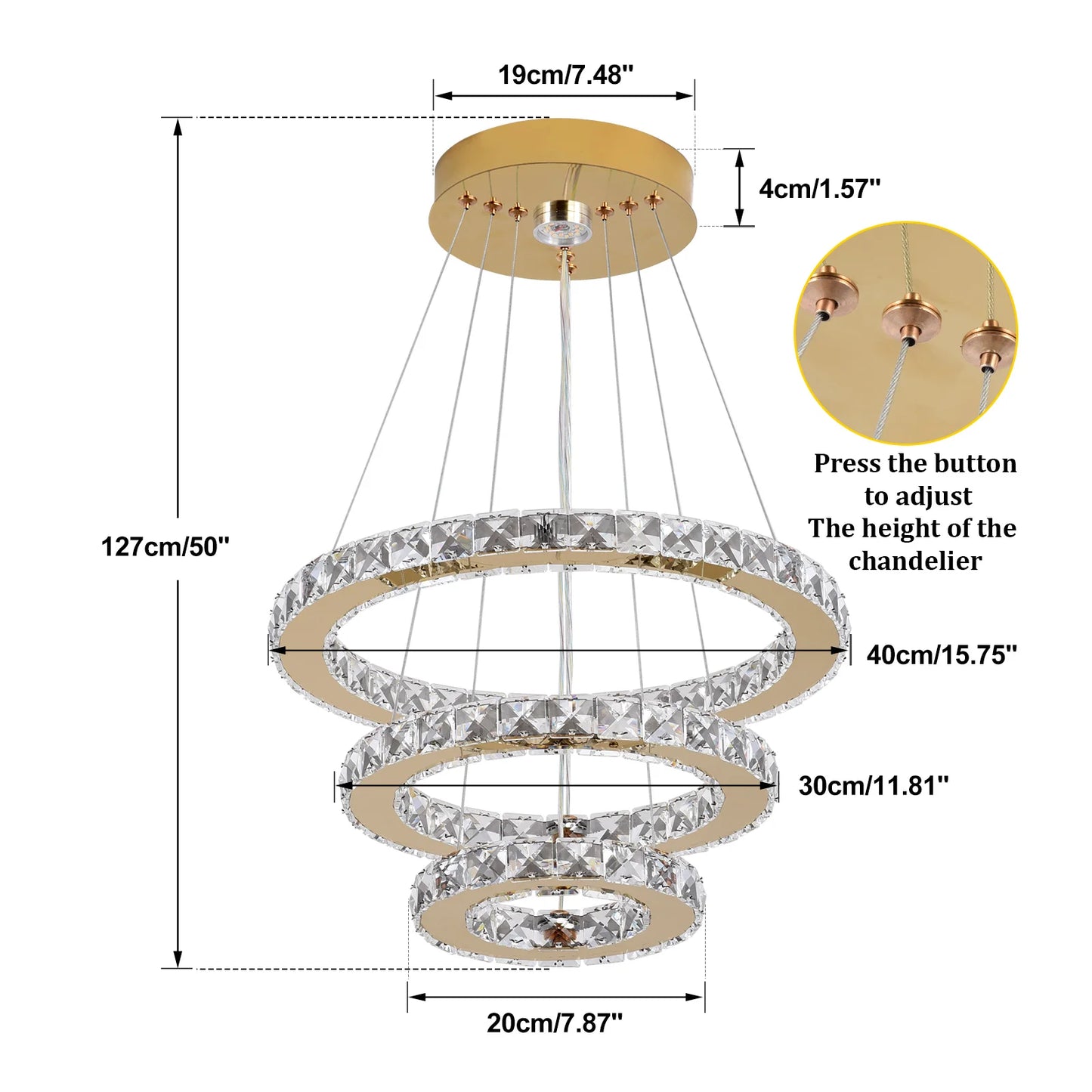 French Crystal LED Pendant Ceiling Light