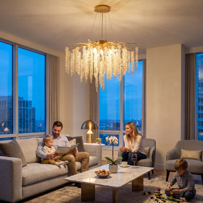 Gold Tree Branch Crystal Chandelier
