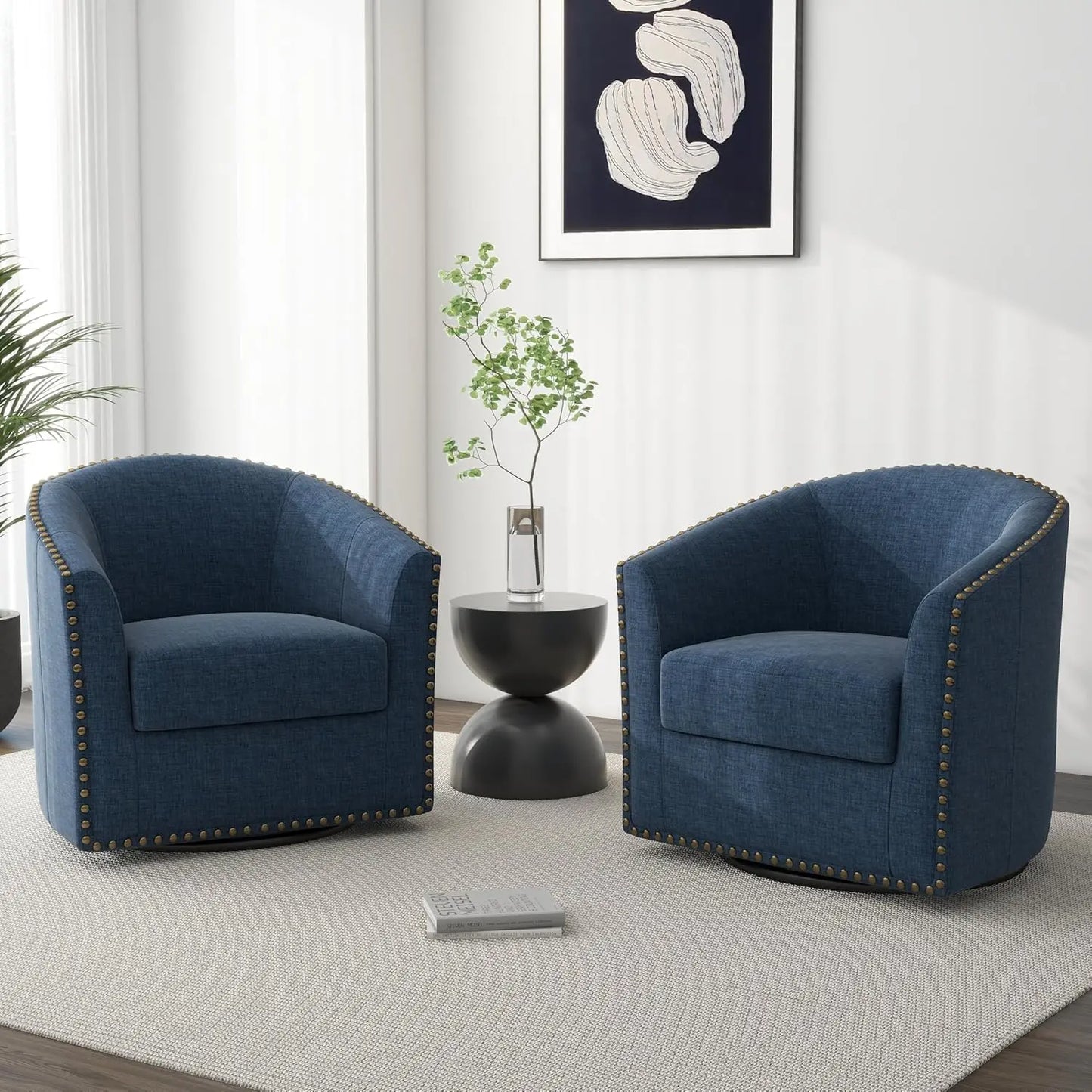Modern Swivel Barrel Accent Chair Set of 2