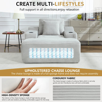 67" Corduroy Indoor Chaise Lounge Chair