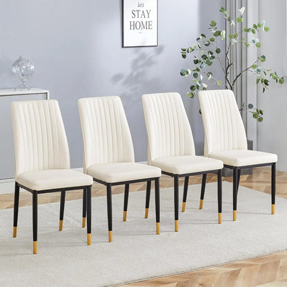 Set of 4 Brown Suede Dining Chairs with Metal Legs