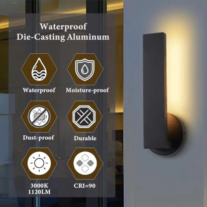 Aluminum LED 18W Modern Wall Sconces Set of 2 Matte Black Waterproof Sconce Wall Lighting Indoor Outdoor Hardwired Wall Lights