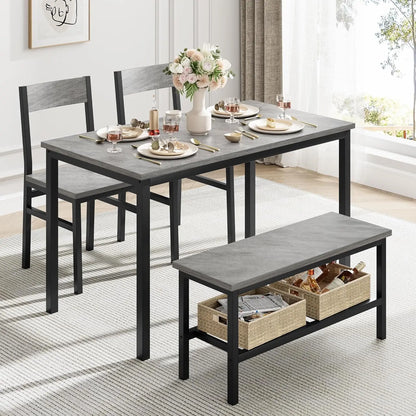 Modern Dining Table Set for 4 with Bench