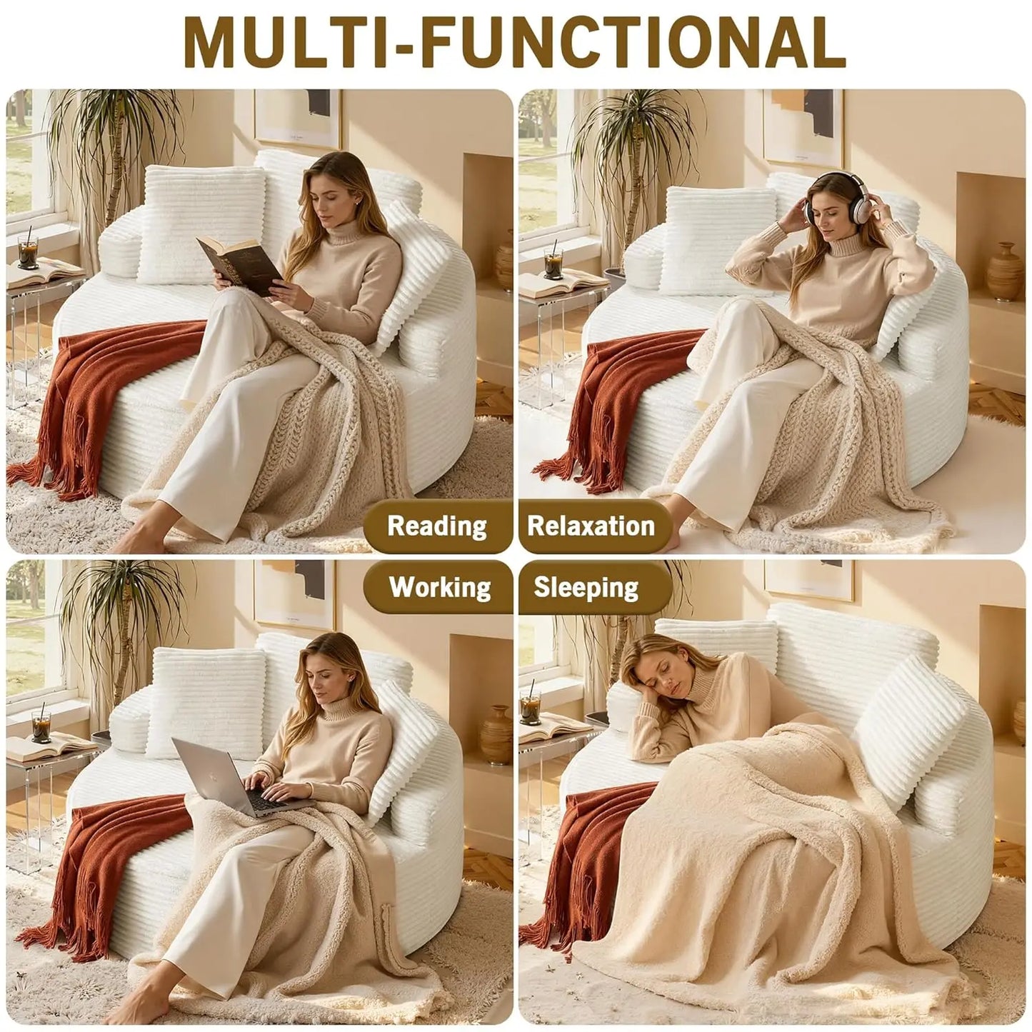Oversized Cloud Lounge Chair – Round Corduroy Sofa
