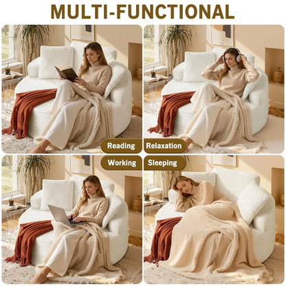 Oversized Cloud Lounge Chair – Round Corduroy Sofa