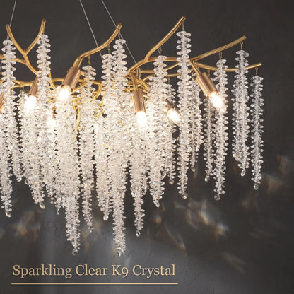Gold Tree Branch Crystal Chandelier