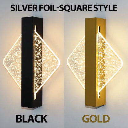 Luxury Acrylic Gold Foil LED Wall Sconce – 10W