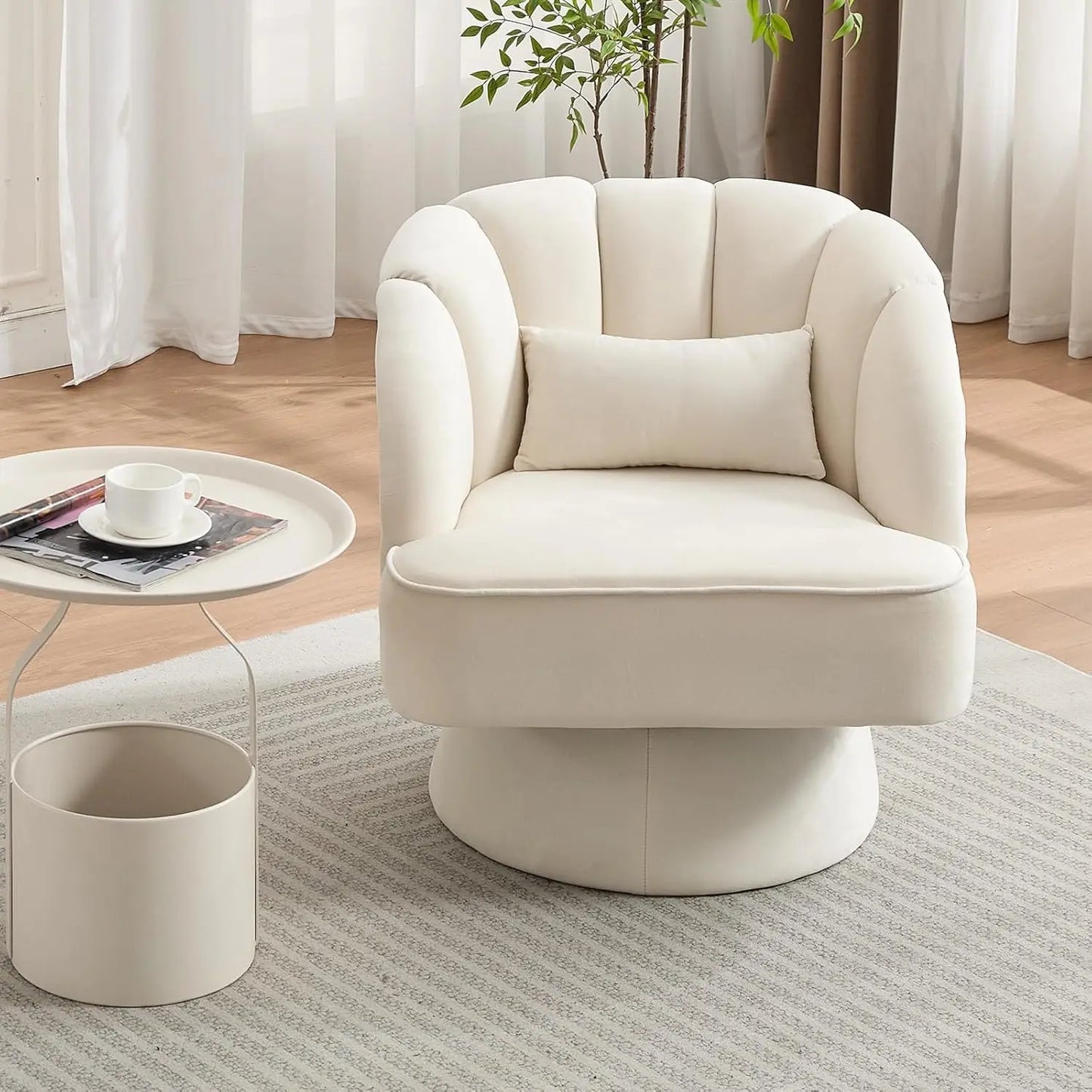 Velvet Upholstered Swivel Accent Chair