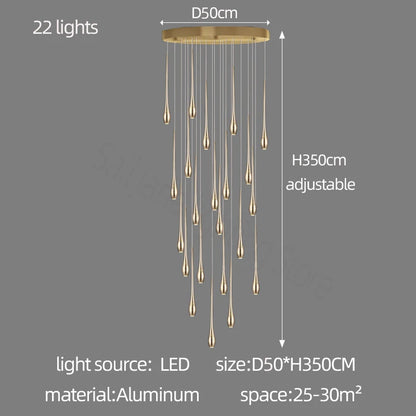 Nordic LED Staircase Pendant Chandelier