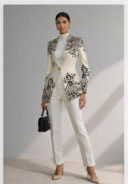 Printed Knit Women’s Lapel Jacket