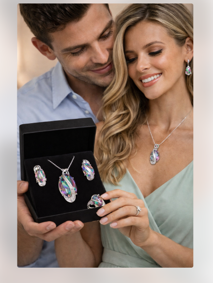 Floral Gemstone Necklace – Unisex Exotic Pendant for Gifting