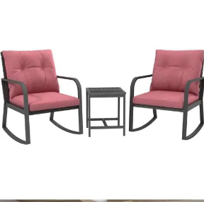 3-Piece Rattan Rocking Patio Set