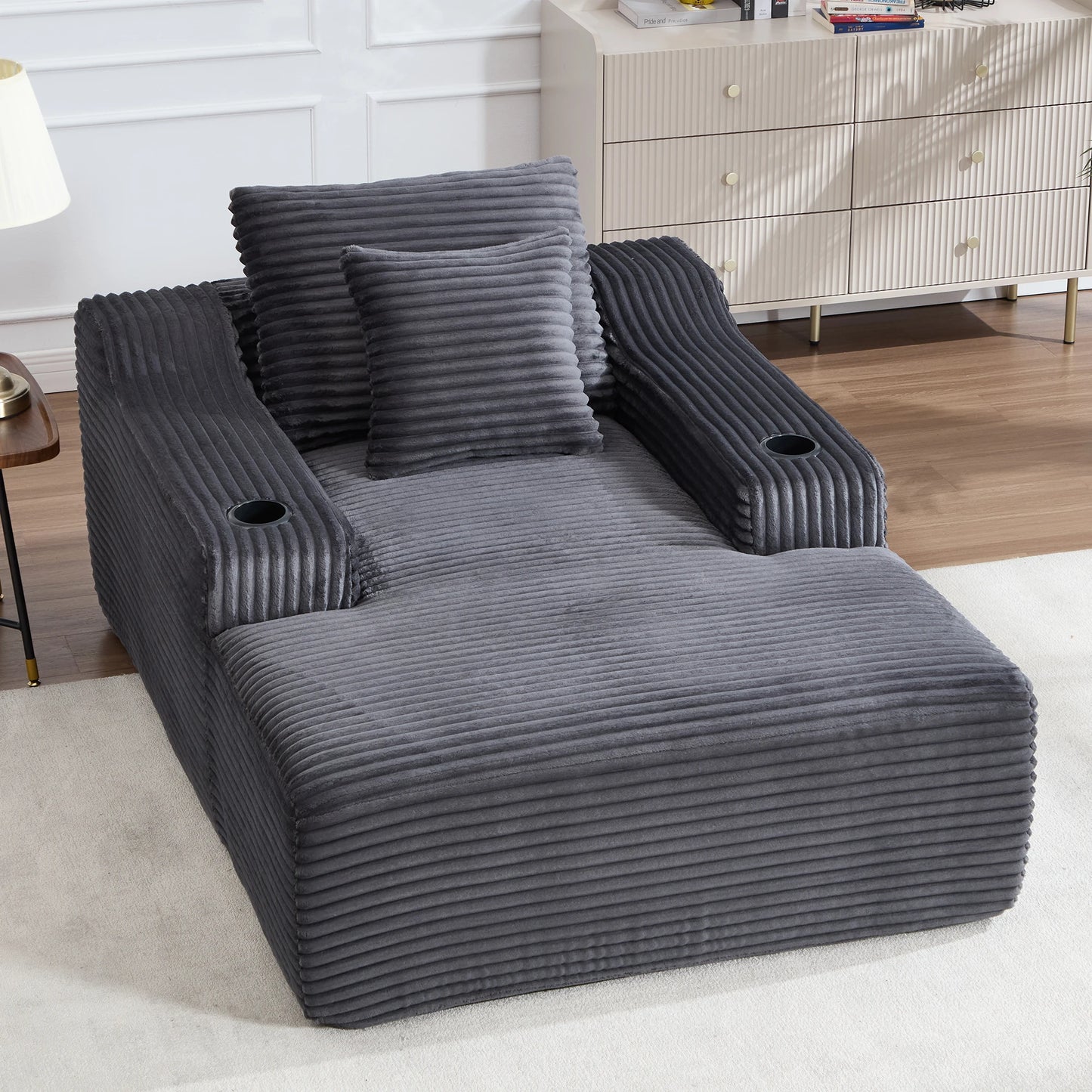67" Corduroy Indoor Chaise Lounge Chair