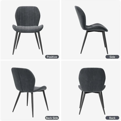 Set of 4 Velvet Dining Chairs with Metal Legs