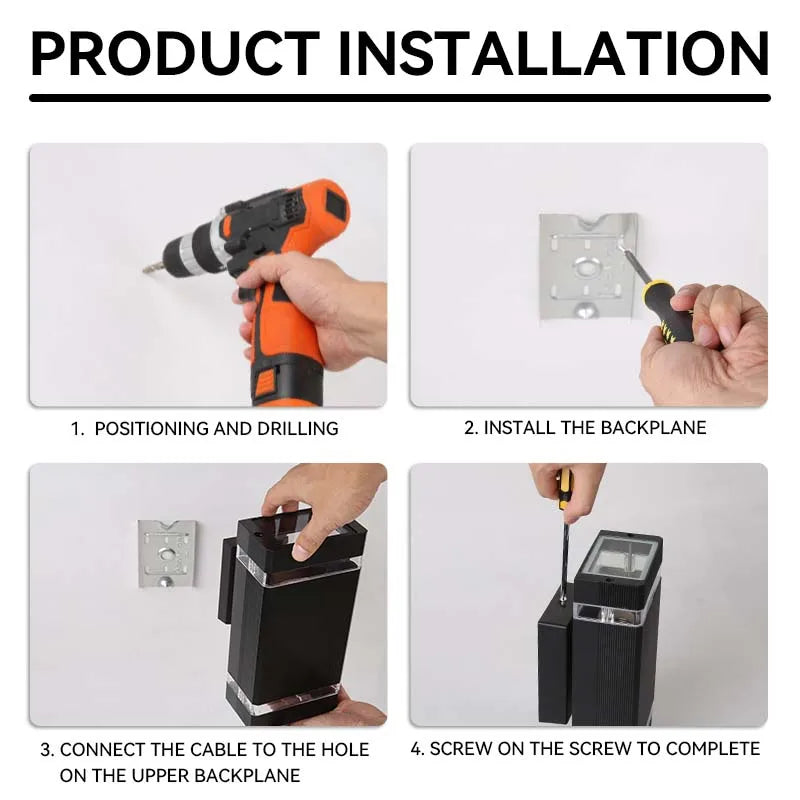 Modern Outdoor Waterproof Square Wall Lamp (E27)