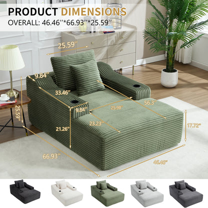 67" Corduroy Indoor Chaise Lounge Chair