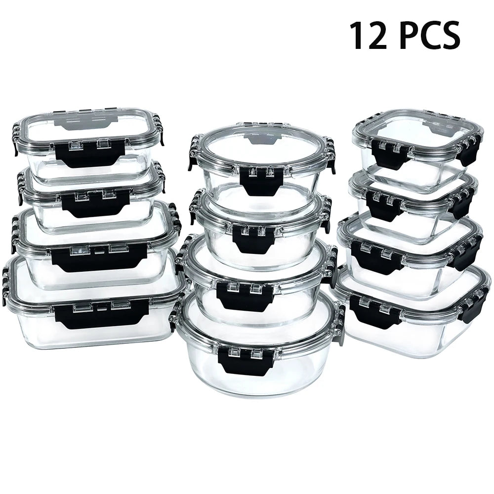 12PCS Glass Meal Prep Containers Set