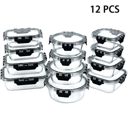 12PCS Glass Meal Prep Containers Set