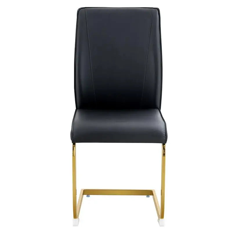 Set of 6 Black PU Dining Chairs with Gold Legs