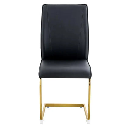 Set of 6 Black PU Dining Chairs with Gold Legs