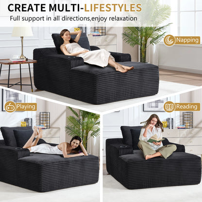 67" Corduroy Indoor Chaise Lounge Chair