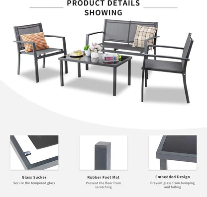 4-Piece Gray Outdoor Patio Set