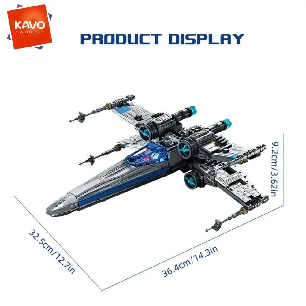 KAVOWORLD 1271pcs X-Wing Space Fighter Building Blocks Set with LED Lights