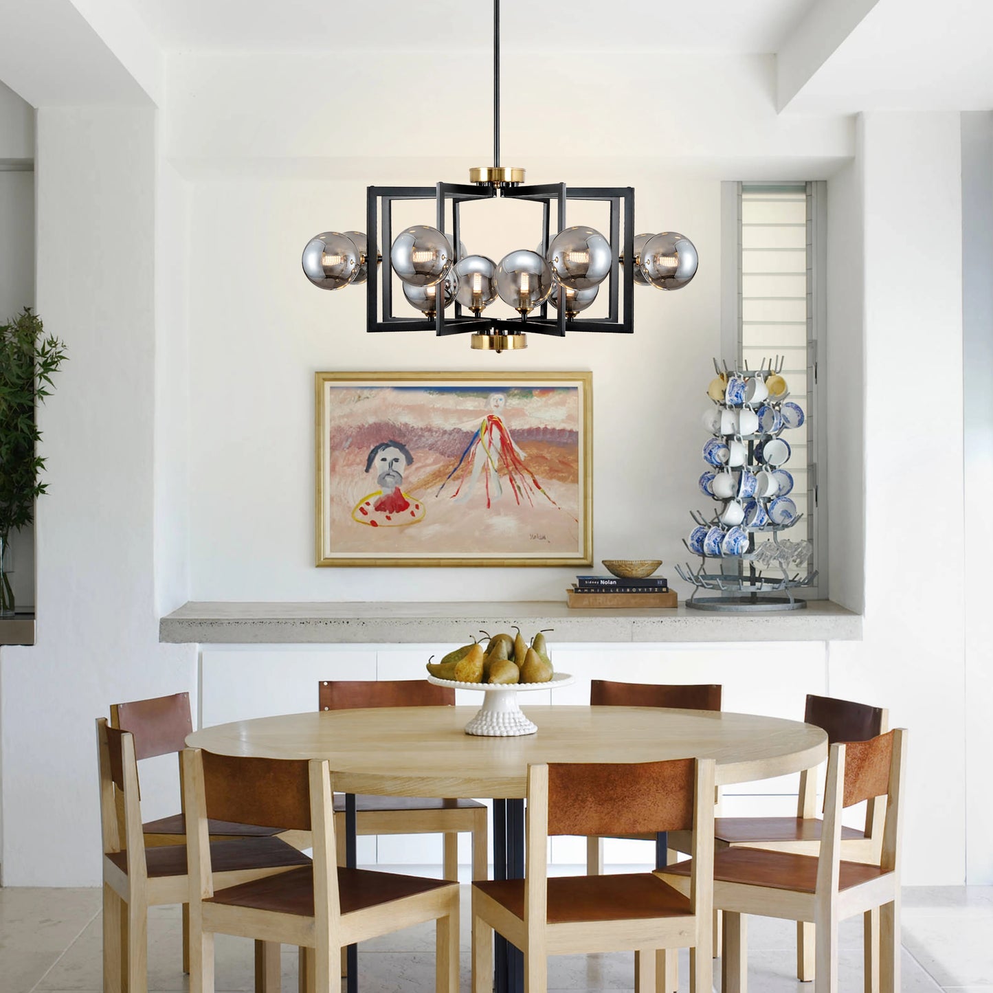 Modern Bubble Chandelier Black Glass Globe Decer