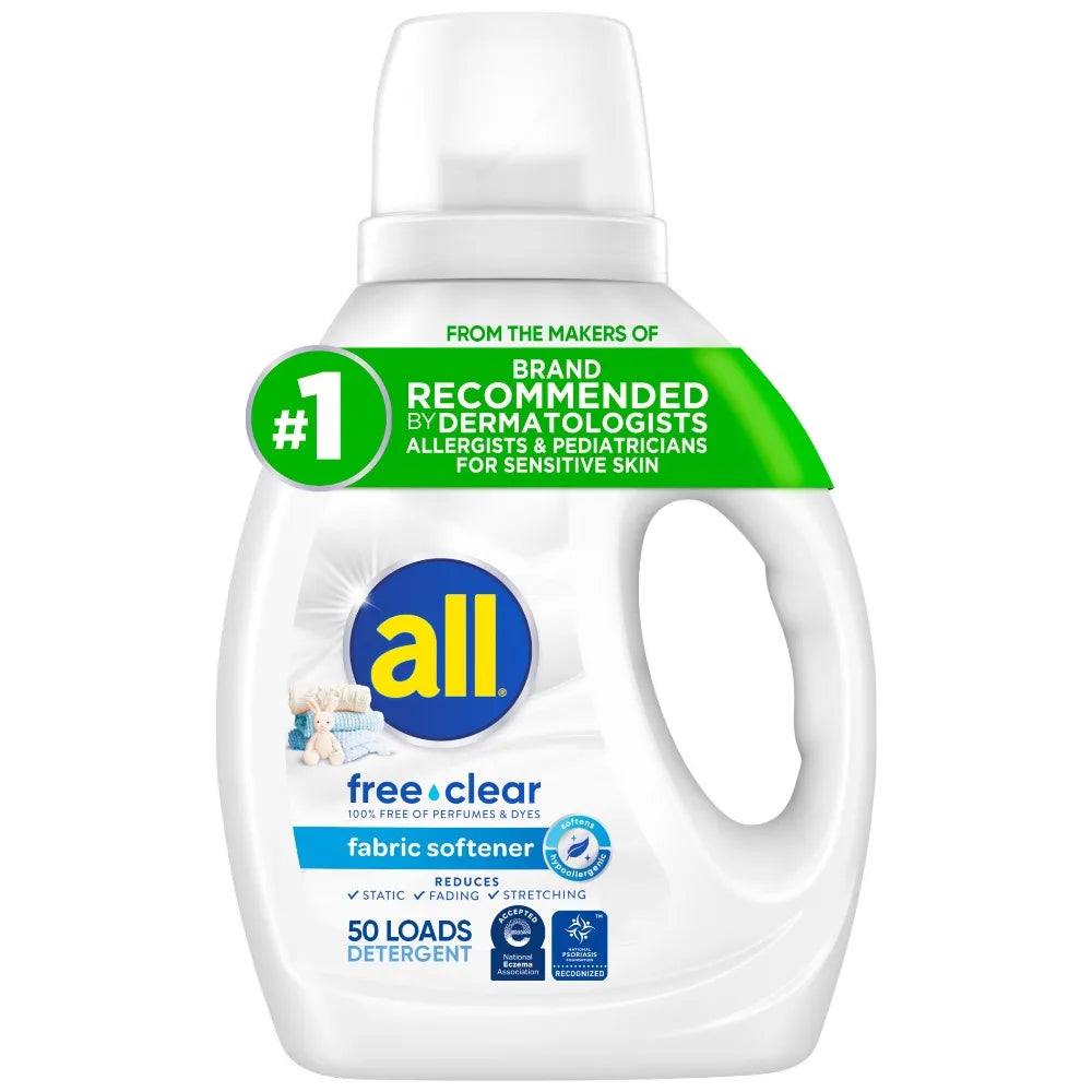 All free clear Liquid Fabric Softener for Sensitive Skin, 34 fl oz, 50 Loads