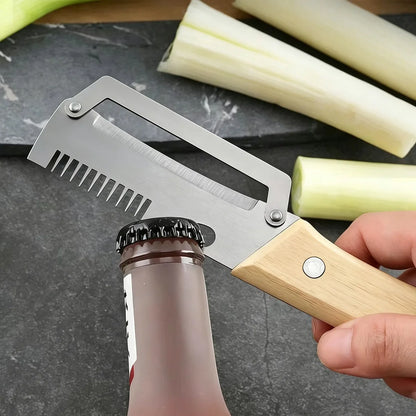 Vegetable Peeler with Wooden Handle for Peeling and Slicing