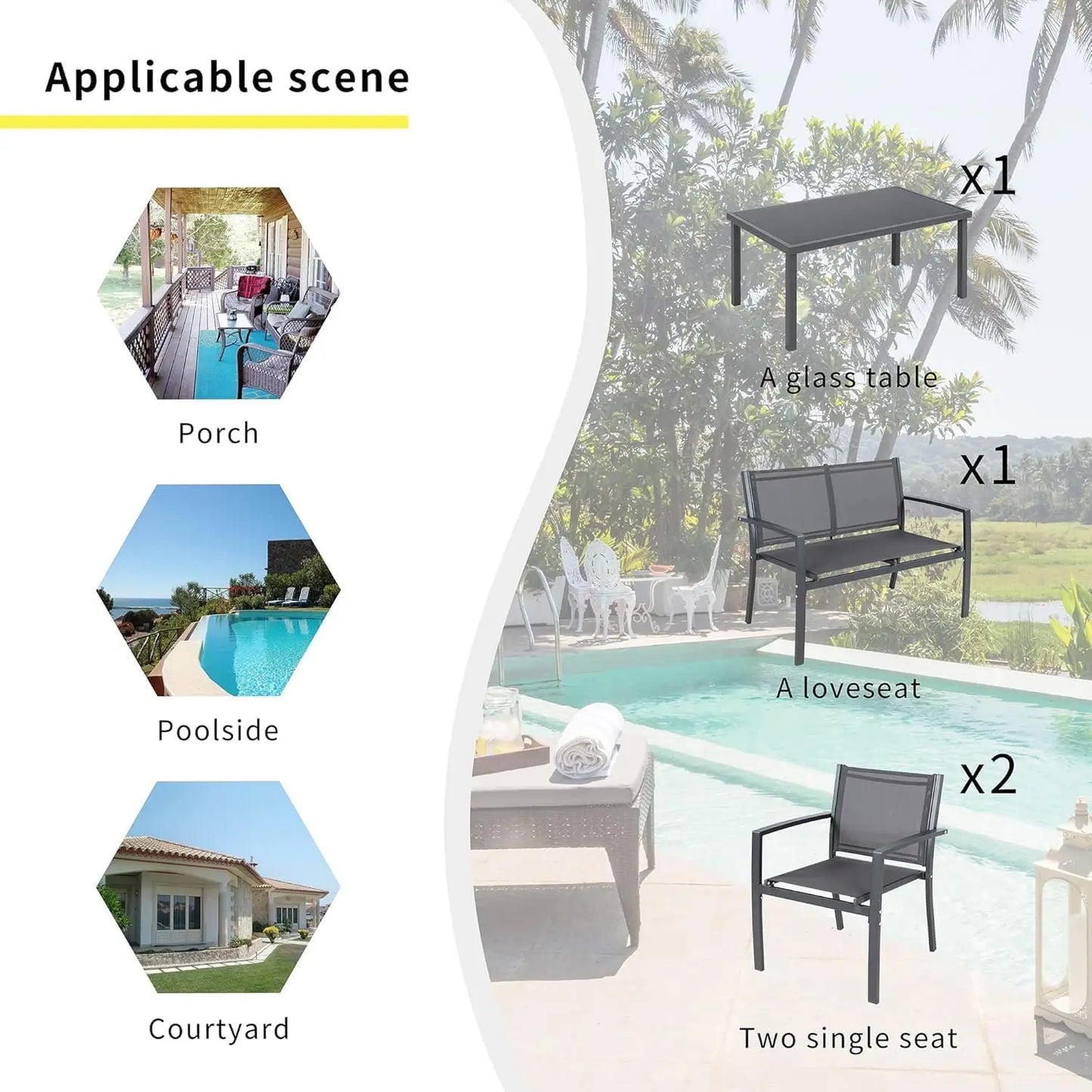 4-Piece Gray Outdoor Patio Set