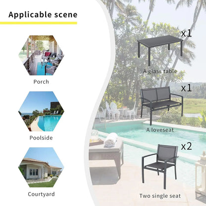 4-Piece Gray Outdoor Patio Set